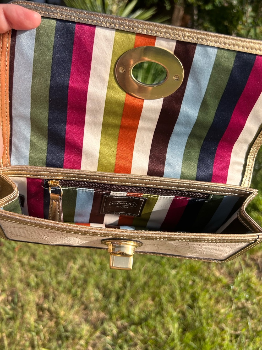 Coach 65th Anniversary Legacy Lined turn lock  Zoe Clutch - Picture 5 of 8